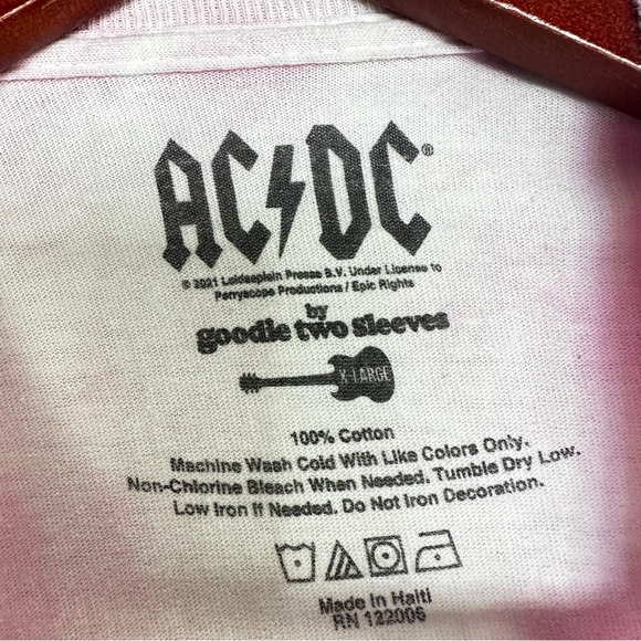 AC/DC Tie Dye Cropped Fly On The Wall Shirt Tour Band Boyfriend Raw Hem Pink - Picture 2 of 10